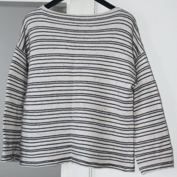 Eileen Fisher - Peppered Organic Cotton Wool Boxy Sweater, Maple Oat, Med - Picture 5 of 9